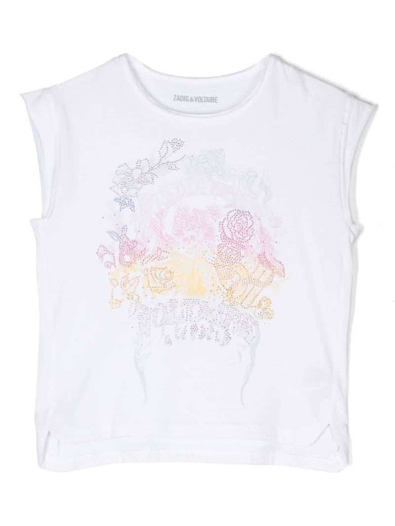 Zadig & Voltaire Kids graphic-print rhinestone T-shirt - White von Zadig & Voltaire Kids