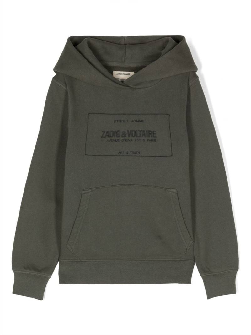 Zadig & Voltaire Kids logo-embossed cotton hoodie - Green von Zadig & Voltaire Kids