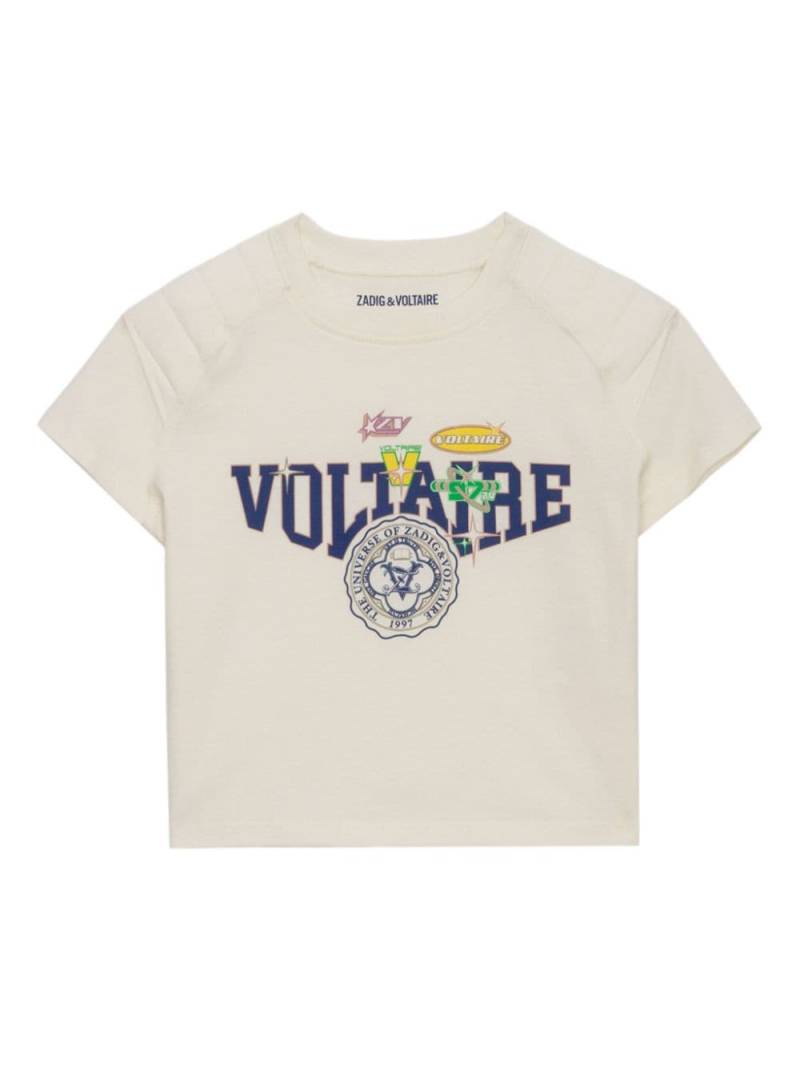 Zadig & Voltaire Kids logo-print cotton T-shirt - Neutrals von Zadig & Voltaire Kids