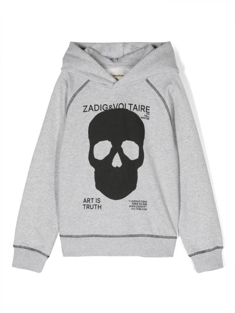 Zadig & Voltaire Kids logo-print cotton hoodie - Grey von Zadig & Voltaire Kids