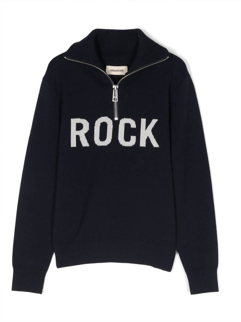 Zadig & Voltaire Kids logo-print half-zip jumper - Blue von Zadig & Voltaire Kids