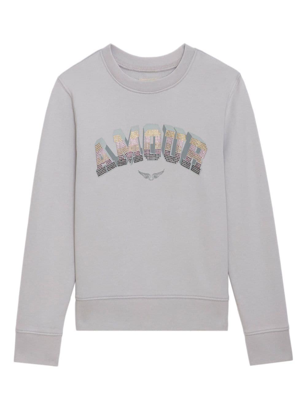 Zadig & Voltaire Kids rhinestone-embellished cotton sweatshirt - Grey von Zadig & Voltaire Kids