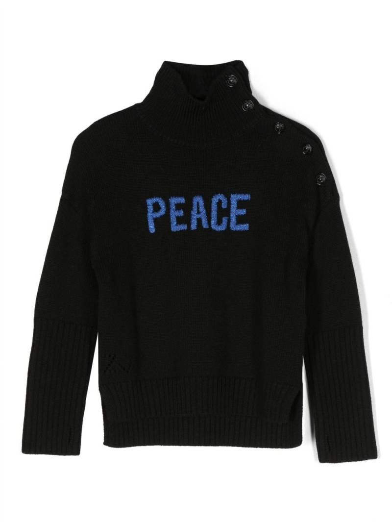 Zadig & Voltaire Kids slogan-embroidered knitted jumper - Black von Zadig & Voltaire Kids