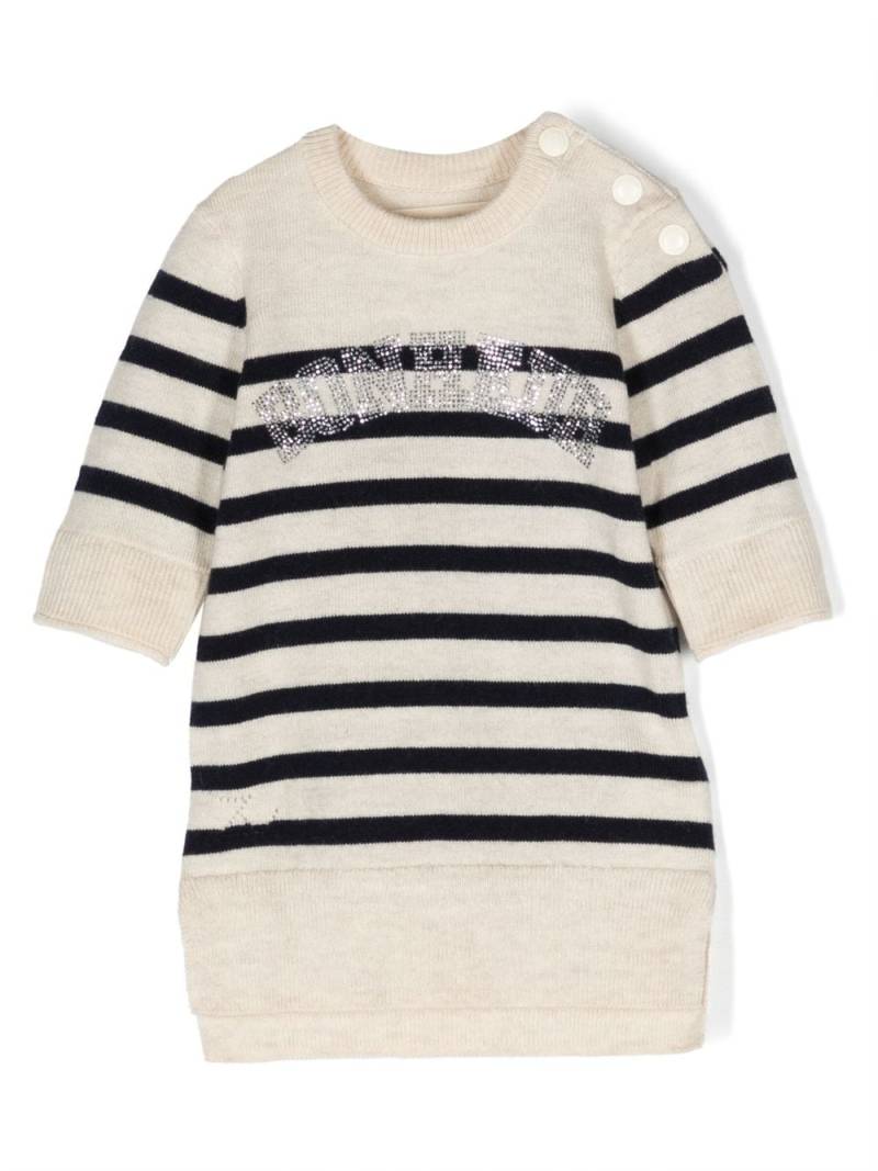 Zadig & Voltaire Kids striped knitted dress - Neutrals von Zadig & Voltaire Kids