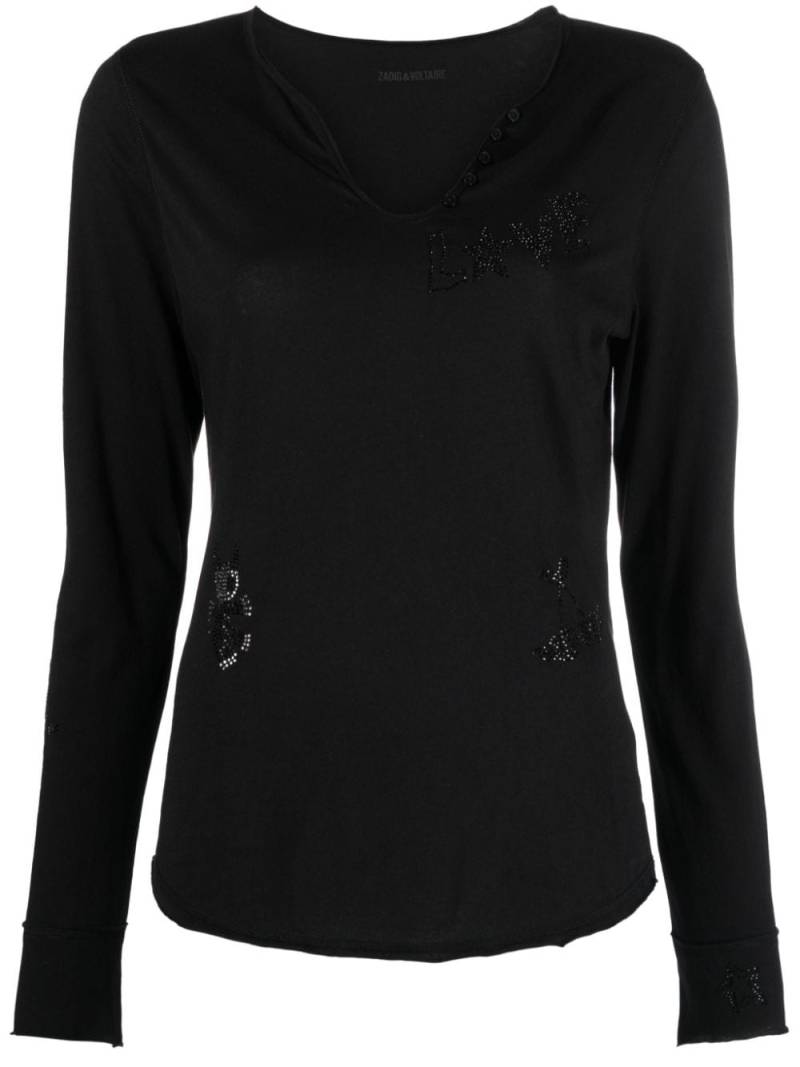 Zadig&Voltaire Henley rhinestone-embellished top - Black von Zadig&Voltaire