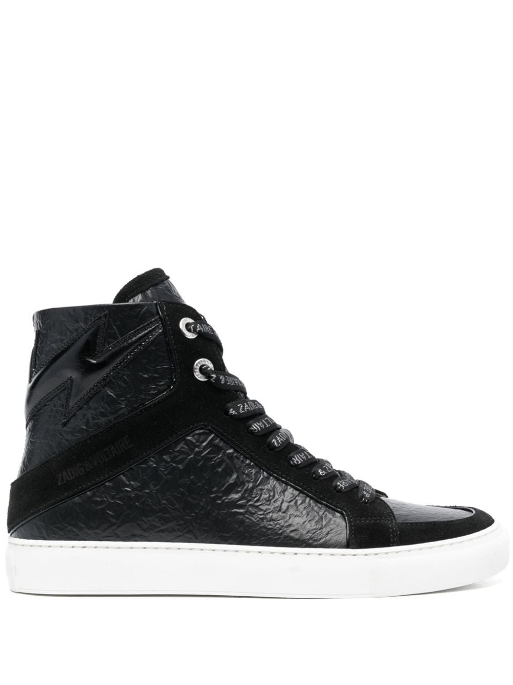 Zadig&Voltaire High Lash crinkled-finish leather sneakers - Black von Zadig&Voltaire