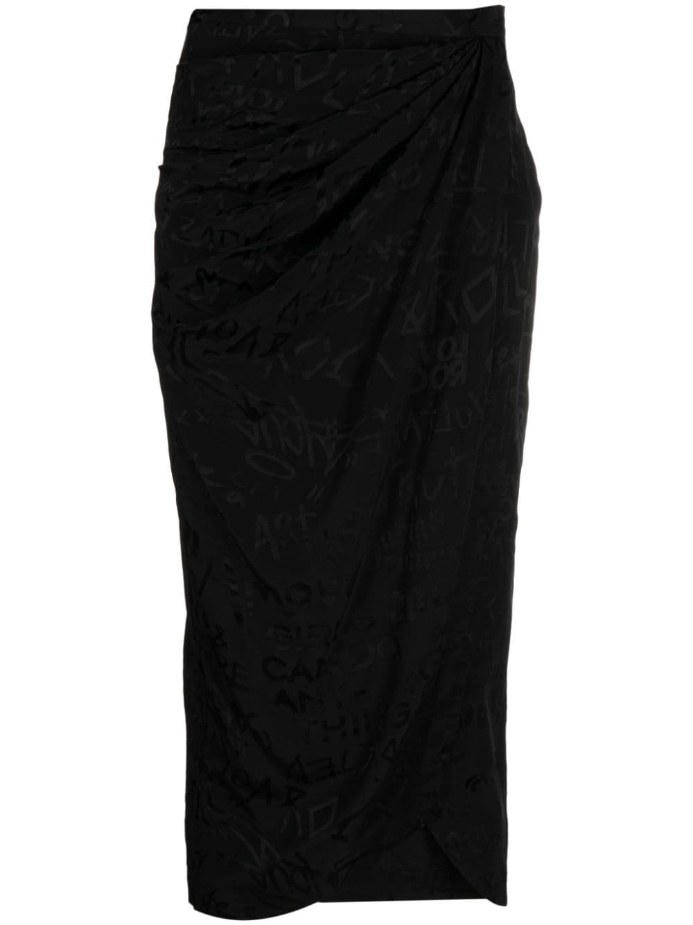 Zadig&Voltaire Jamelia jacquard draped silk skirt - Black von Zadig&Voltaire