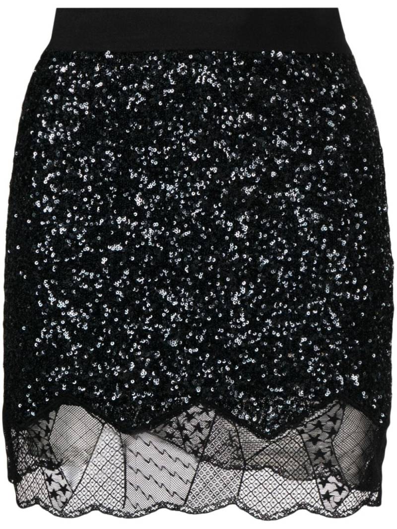 Zadig&Voltaire Justicia sequin-embellished lace-trim skirt - Black von Zadig&Voltaire