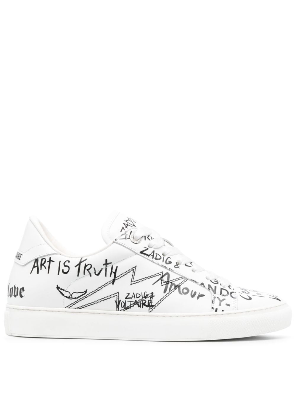 Zadig&Voltaire La Flash graffiti-print sneakers - White von Zadig&Voltaire