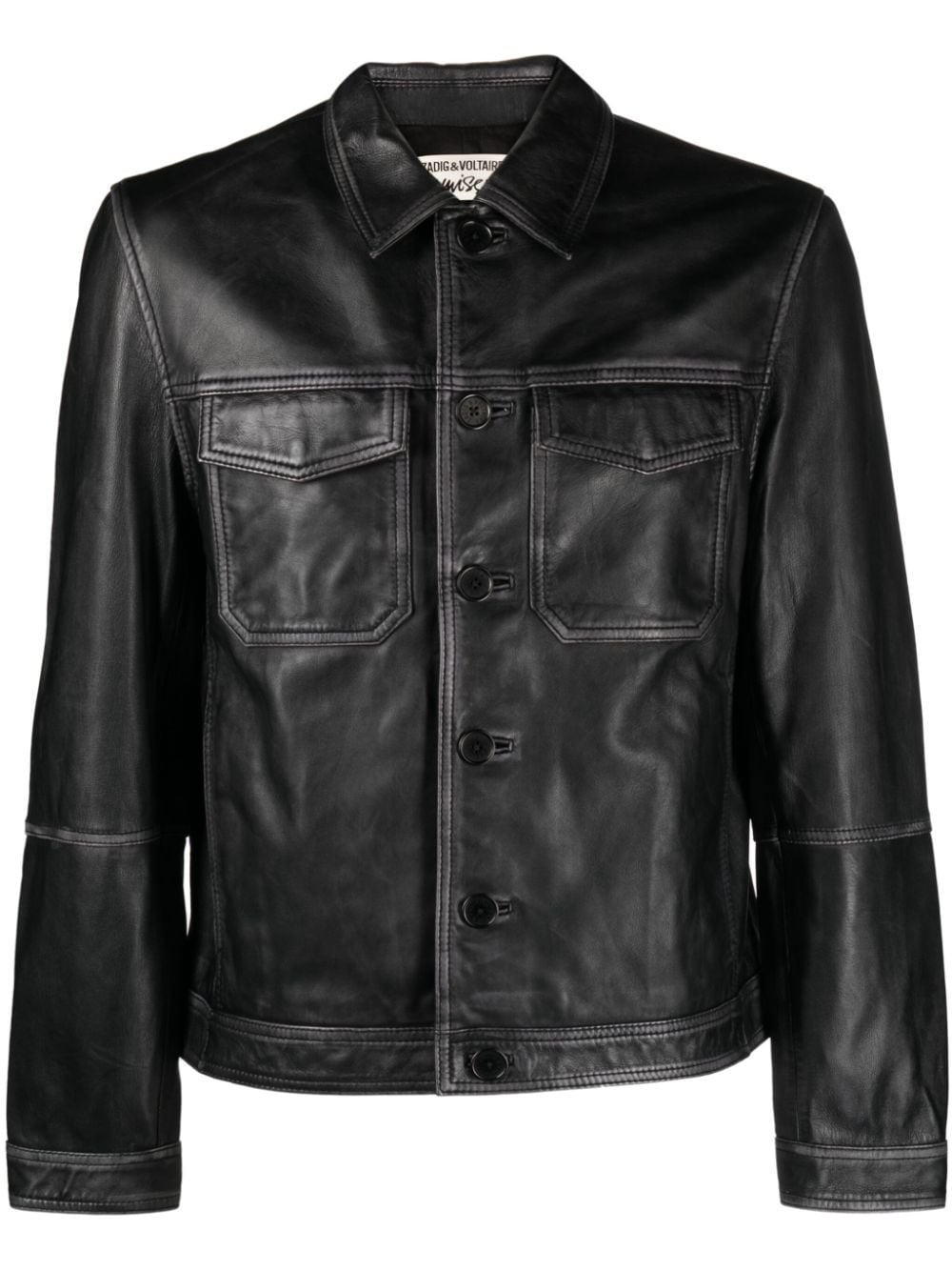 Zadig&Voltaire Lasso dyed leather cropped jacket - Black von Zadig&Voltaire