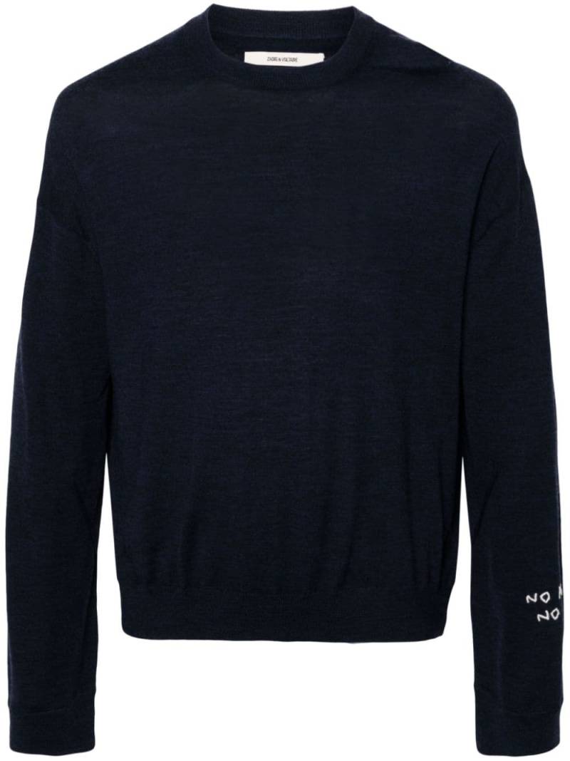 Zadig&Voltaire Marko slogan-embroidered jumper - Blue von Zadig&Voltaire