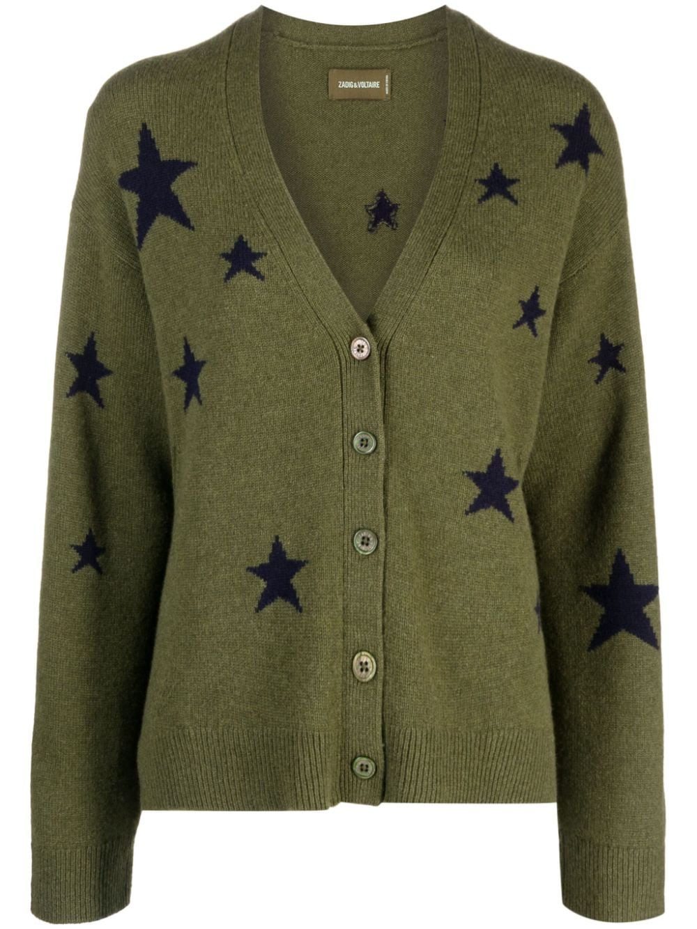 Zadig&Voltaire Mirka star-pattern cashmere cardigan - Green von Zadig&Voltaire