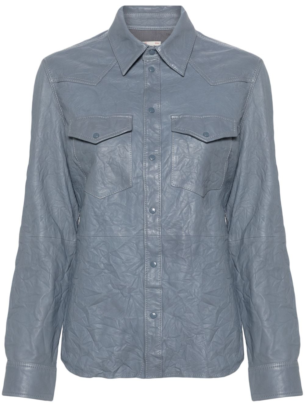 Zadig&Voltaire Thelma crinkled leather shirt - Blue von Zadig&Voltaire