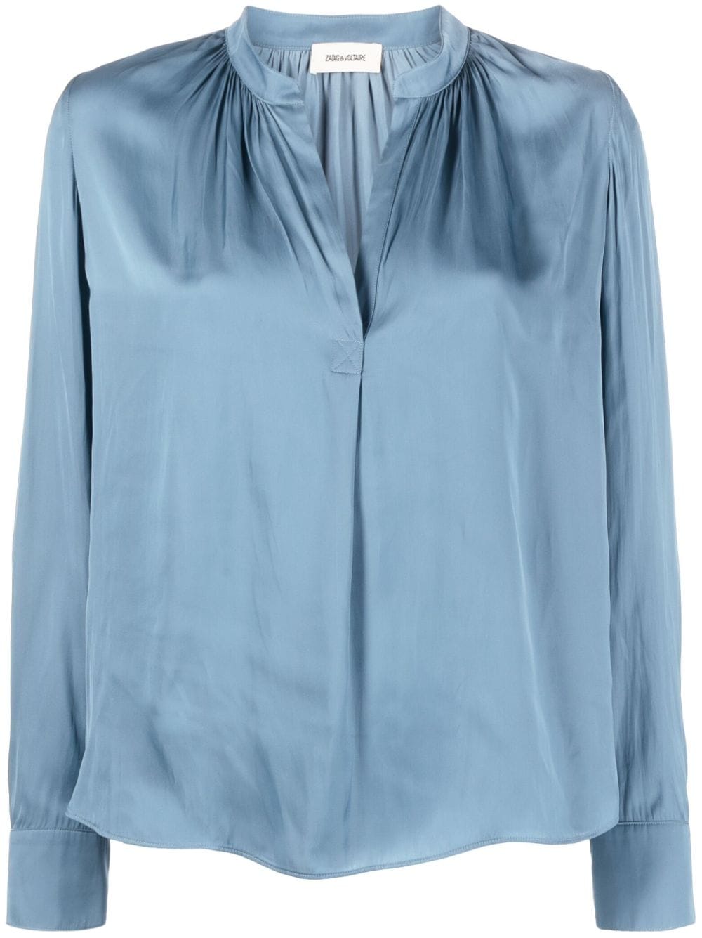 Zadig&Voltaire Tink band-collar satin-finish blouse - Blue von Zadig&Voltaire