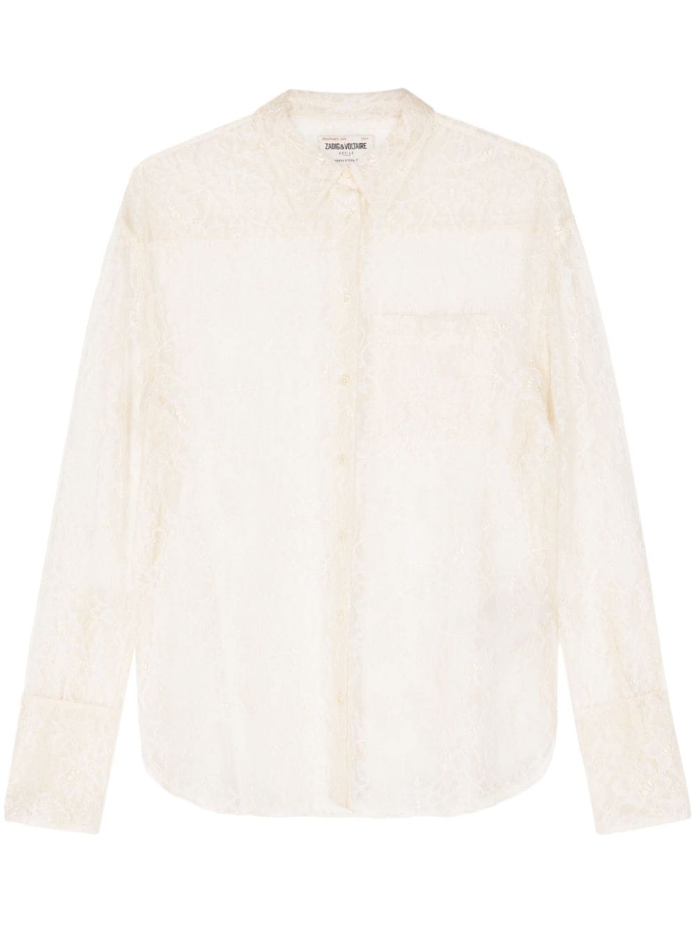 Zadig&Voltaire Tyrone floral-lace mesh shirt - Neutrals von Zadig&Voltaire