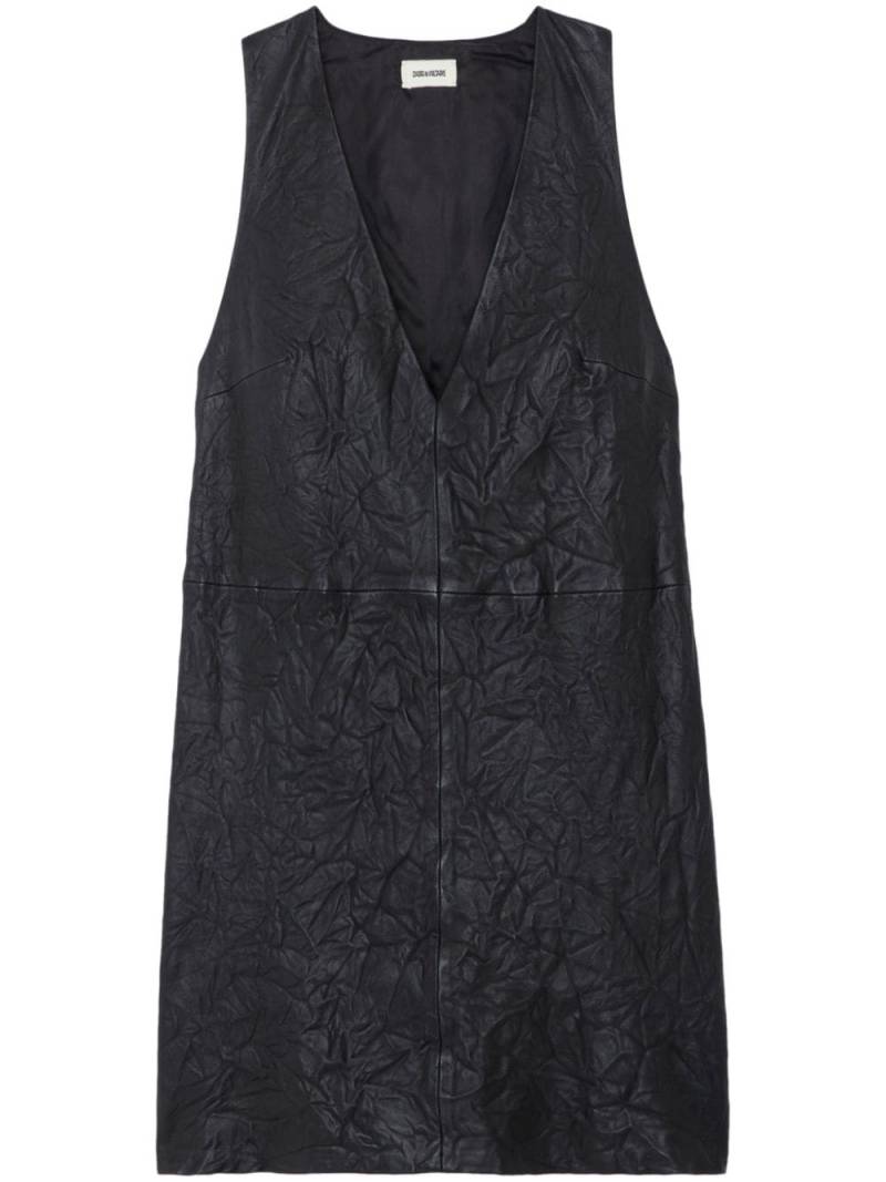 Zadig&Voltaire V-neck leather minidress - Black von Zadig&Voltaire