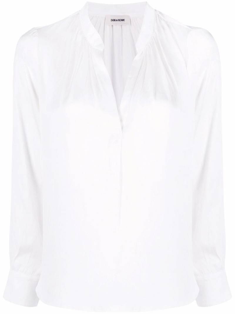 Zadig&Voltaire V-neck satin-finish blouse - White von Zadig&Voltaire