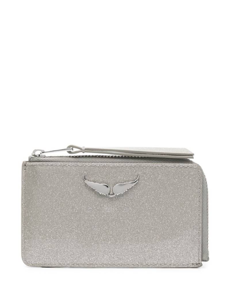 Zadig&Voltaire ZV Card logo-plaque glitter patent cardholder - Silver von Zadig&Voltaire