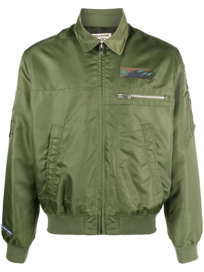 Zadig&Voltaire appliqué-detail satin-finish bomber jacket - Green von Zadig&Voltaire