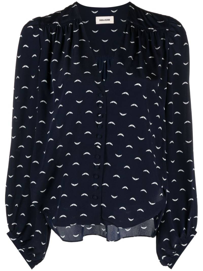 Zadig&Voltaire graphic-print long-sleeved blouse - Blue von Zadig&Voltaire