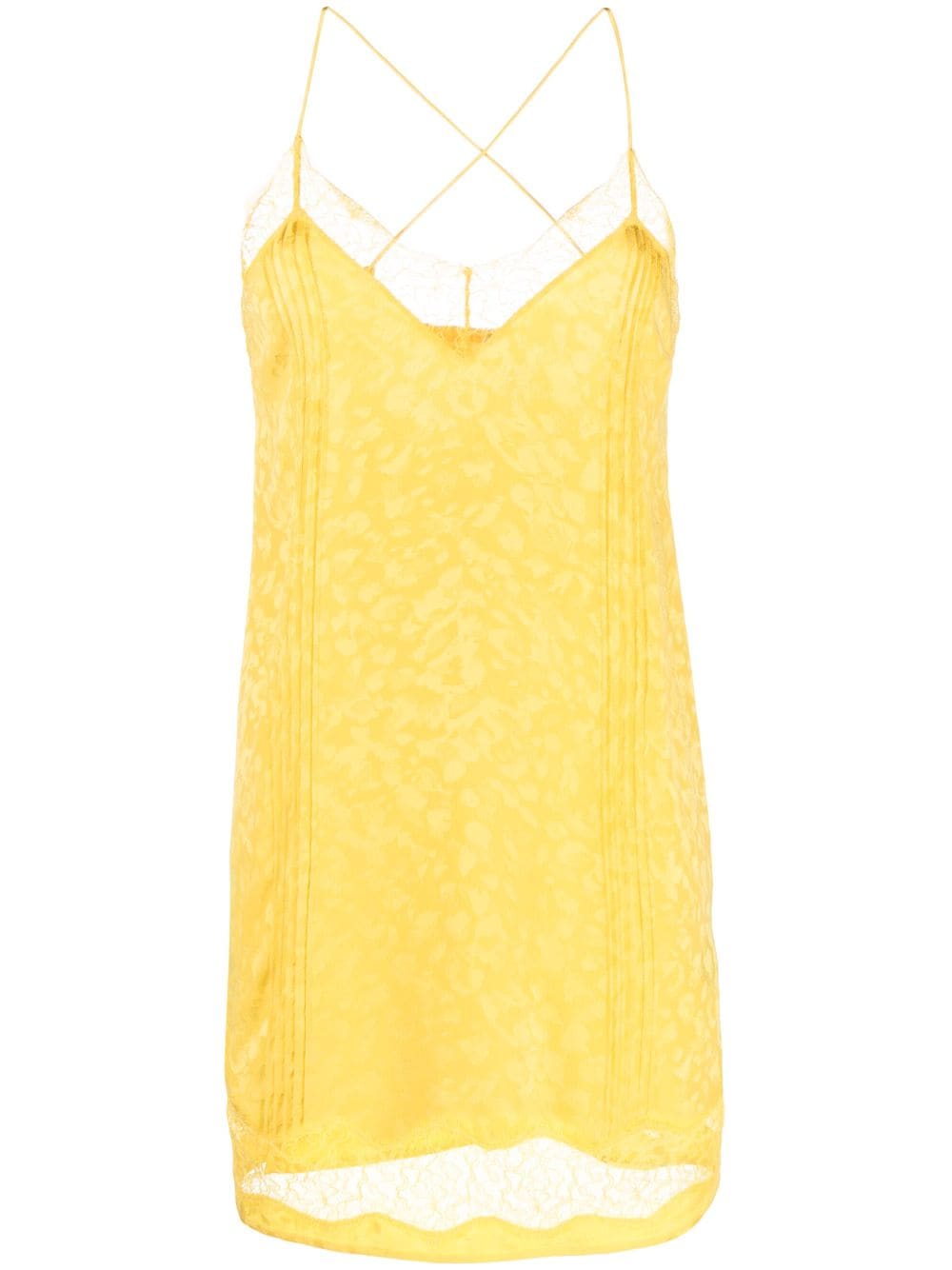 Zadig&Voltaire lace-trim silk-jacquard minidress - Yellow von Zadig&Voltaire