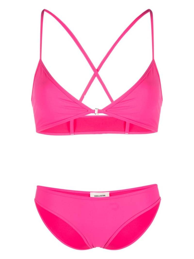 Zadig&Voltaire logo-print crossover shoulder-straps bikini - Pink von Zadig&Voltaire