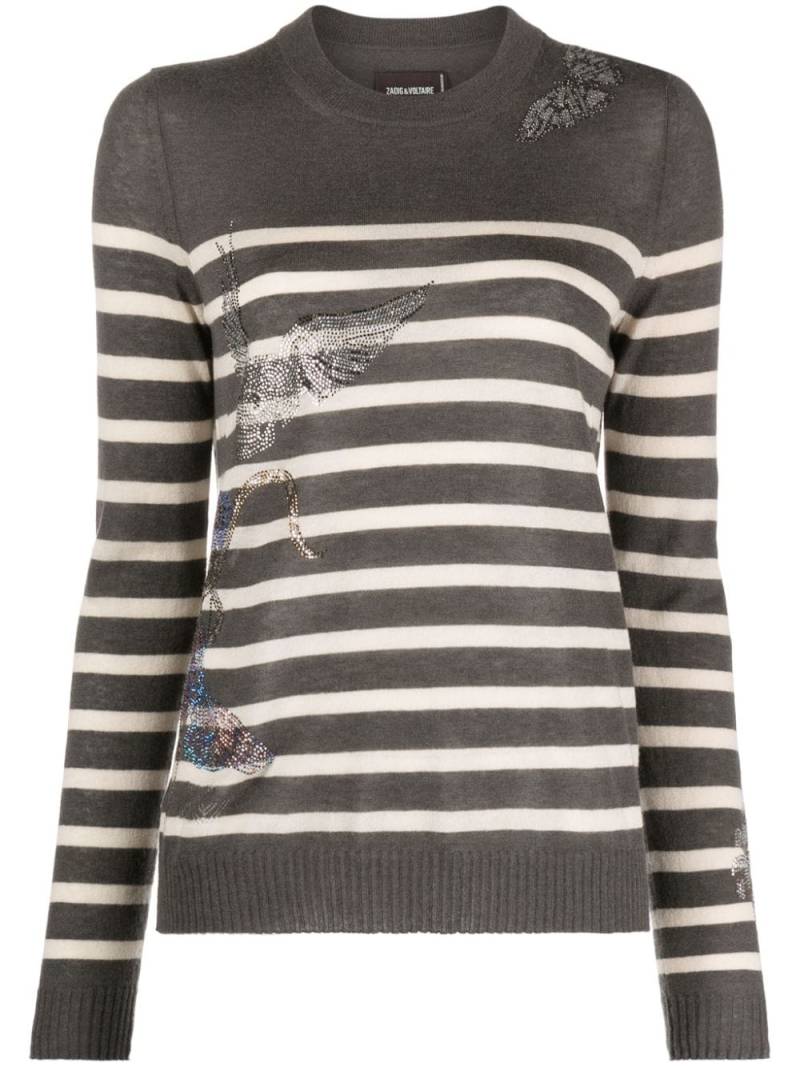 Zadig&Voltaire rhinestone-detail cashmere jumper - Grey von Zadig&Voltaire