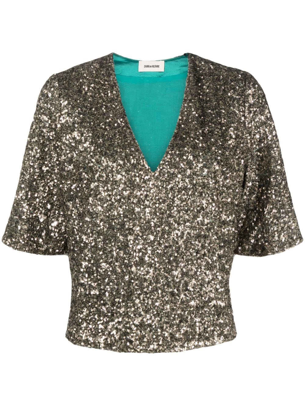 Zadig&Voltaire sequin-embellished short-sleeved blouse - Gold von Zadig&Voltaire