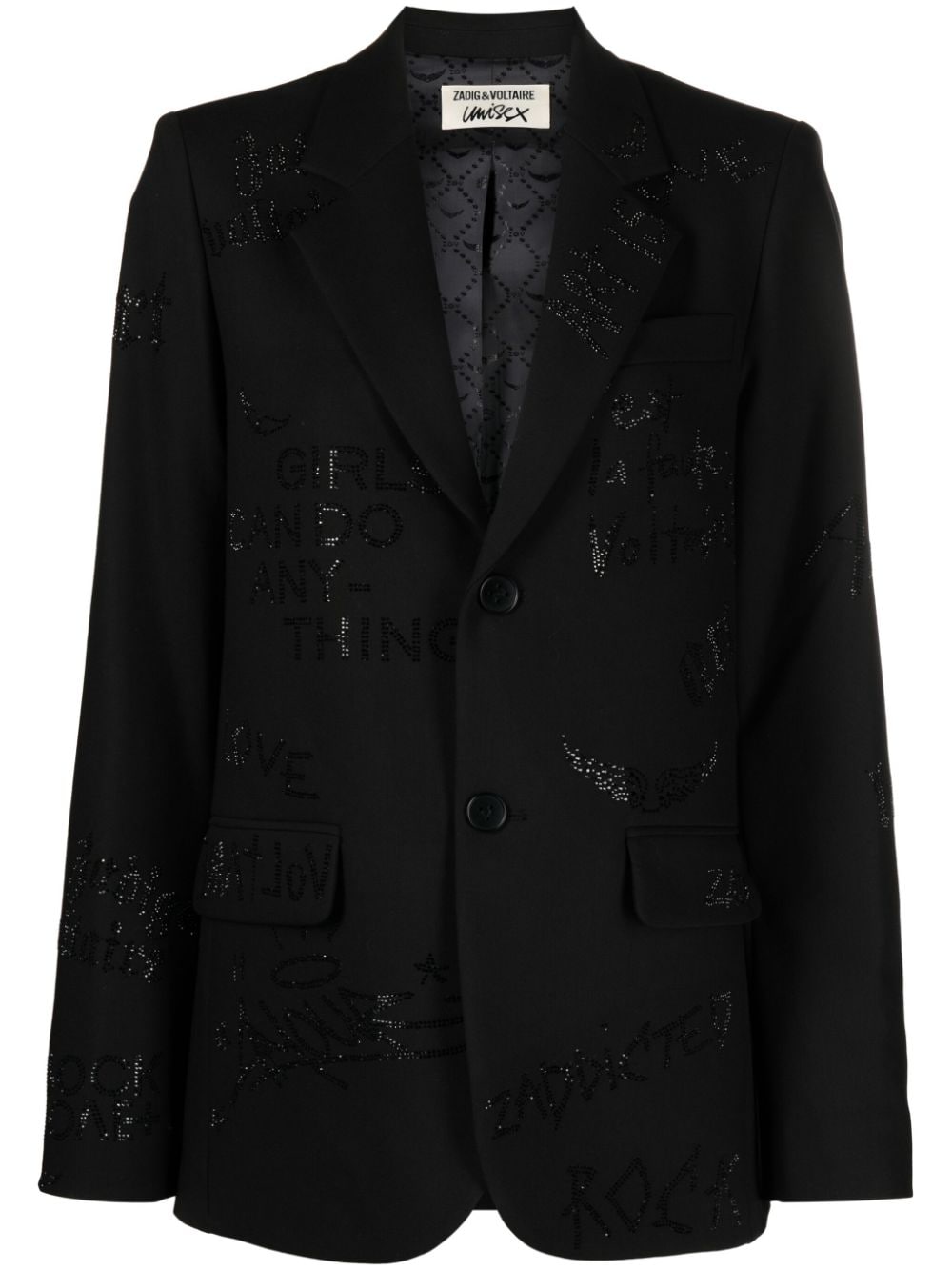 Zadig&Voltaire single-breasted rhinestone blazer - Black von Zadig&Voltaire