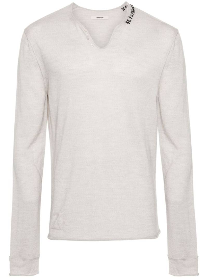 Zadig&Voltaire slogan-embroidered wool jumper - Grey von Zadig&Voltaire