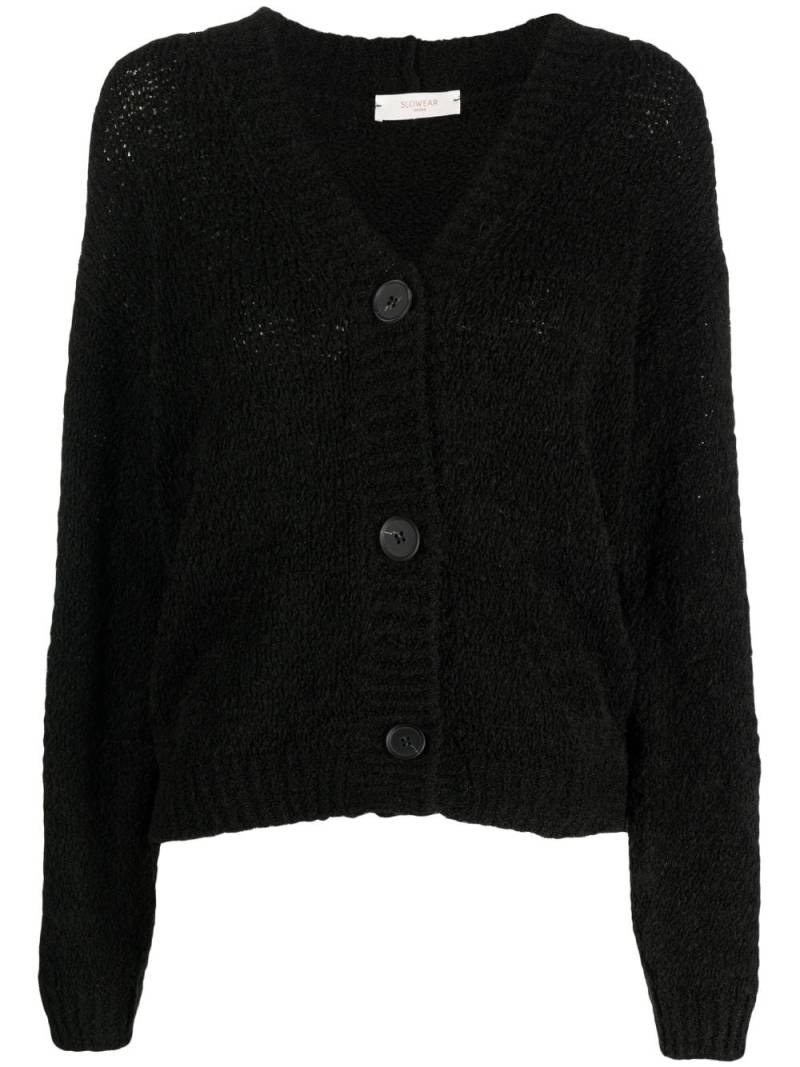 Zanone V-neck flocked-knit cardigan - Black von Zanone