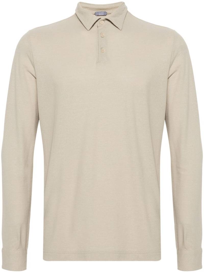 Zanone long-sleeve cotton polo shirt - Brown von Zanone