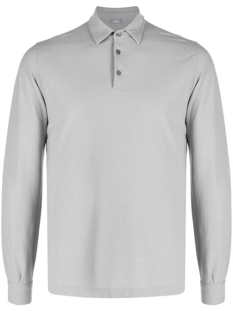 Zanone long-sleeved cotton polo shirt - Grey von Zanone