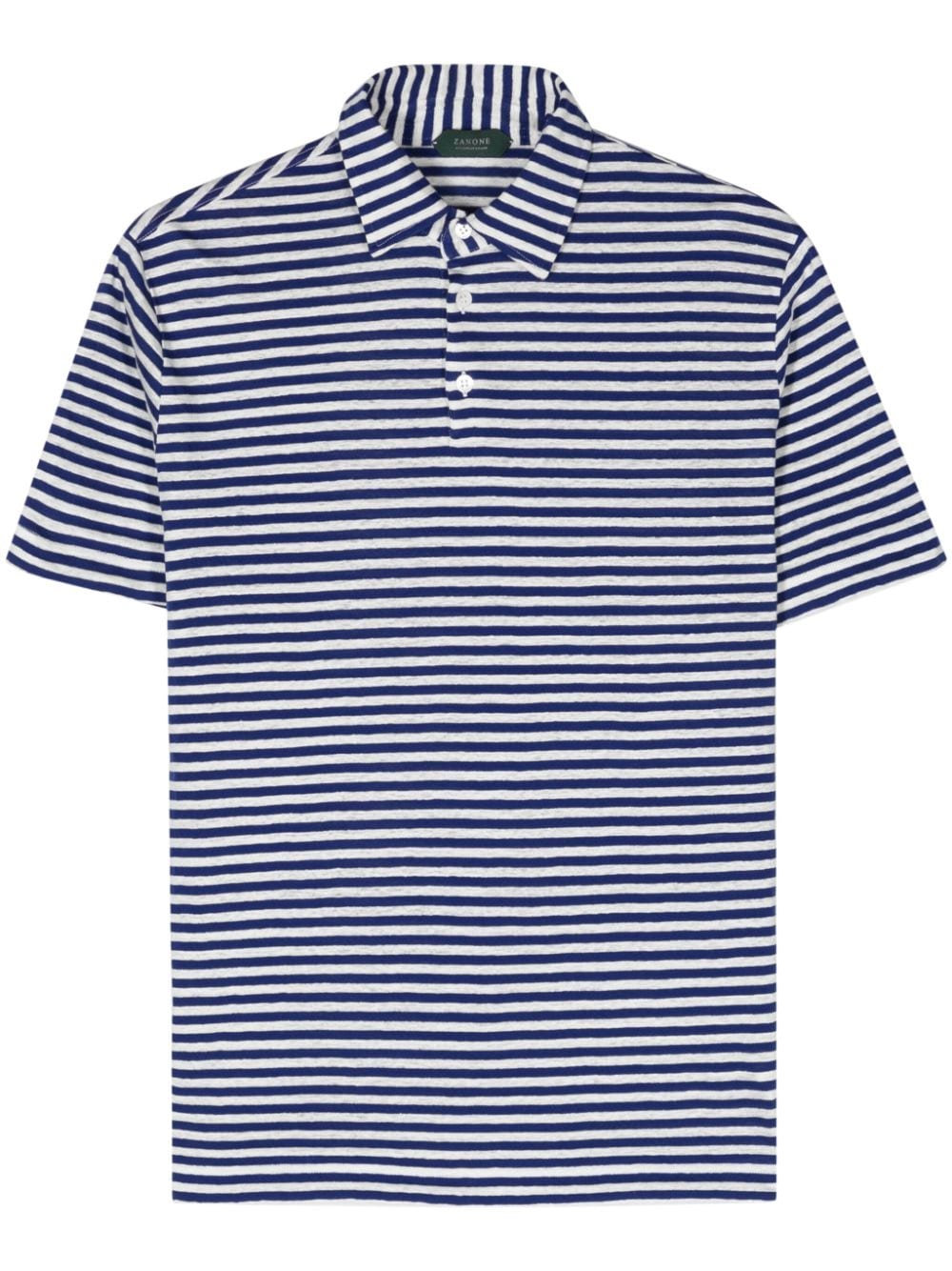 Zanone striped linen-blend polo shirt - Blue von Zanone