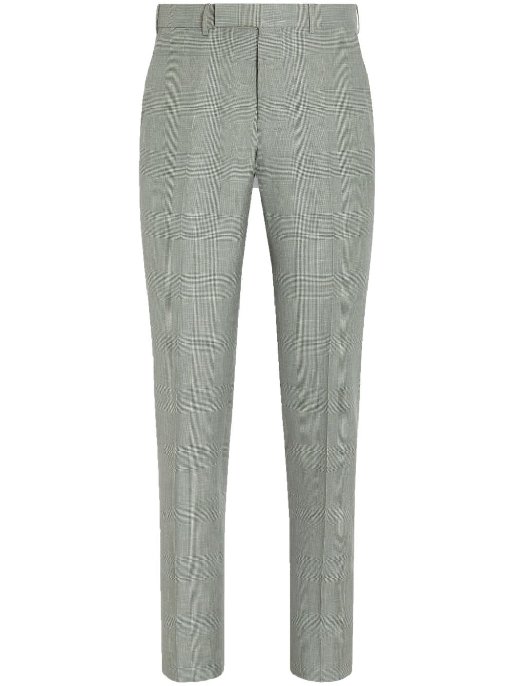 Zegna Crossover wool-linen-silk checked trousers - Green von Zegna