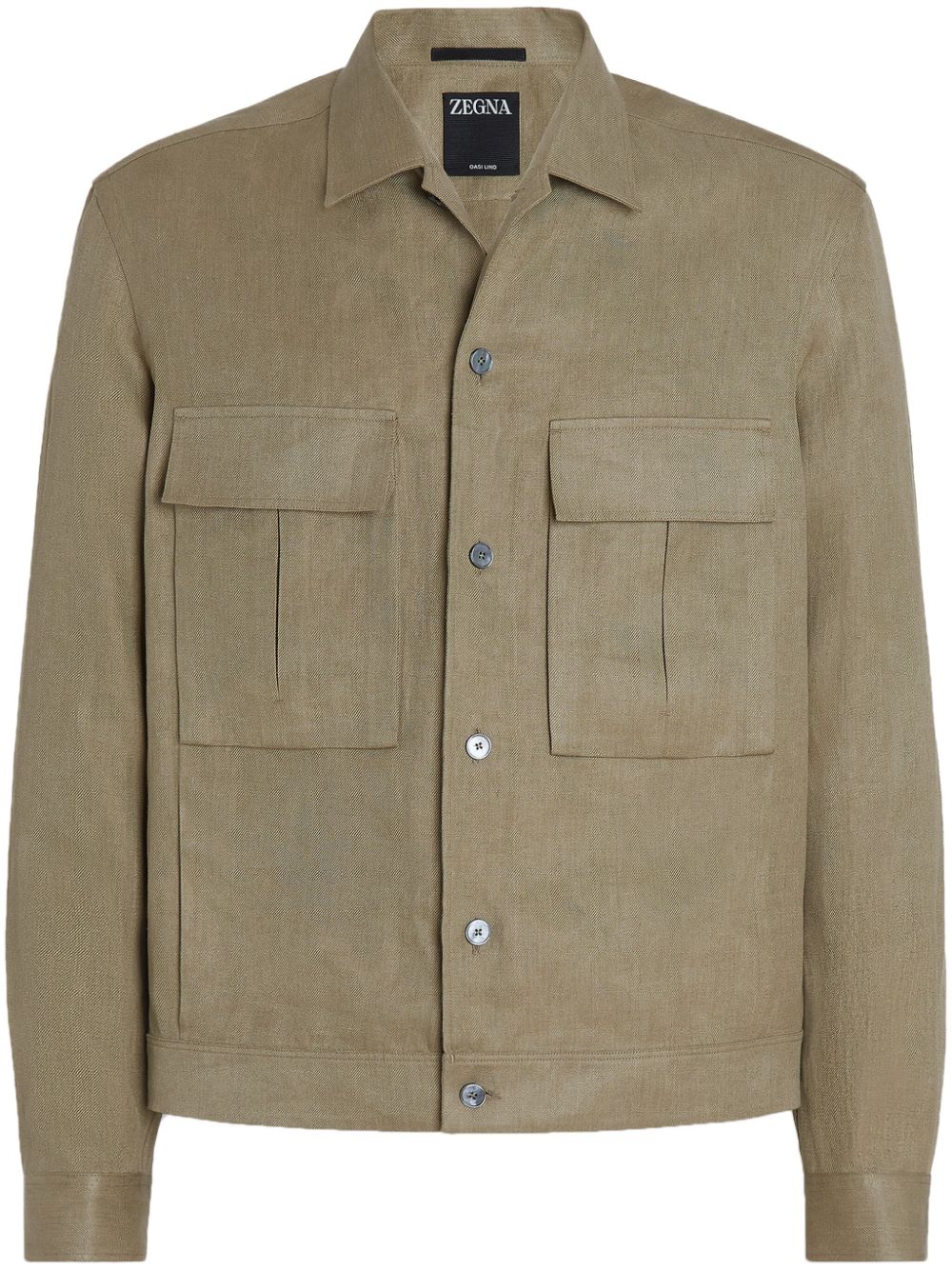 Zegna Oasi long-sleeve linen overshirt - Green