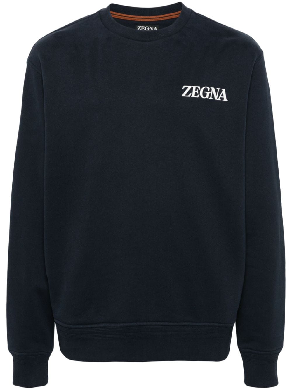 Zegna appliqué-logo cotton sweatshirt - Blue von Zegna