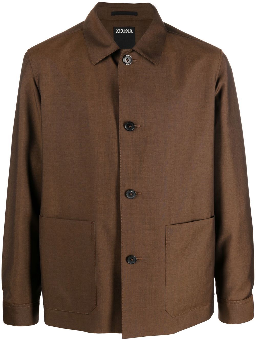 Zegna button-down fastening shirt jacket - Brown von Zegna