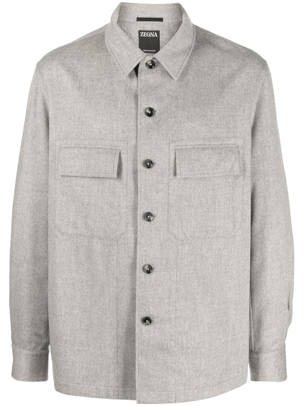 Zegna button-up cashmere shirt jacket - Grey von Zegna