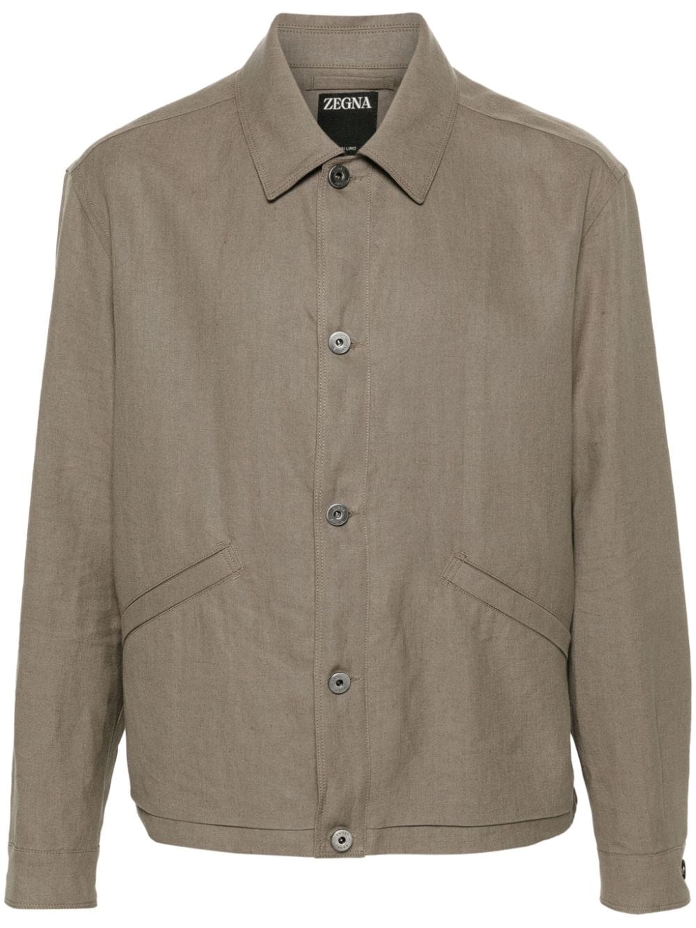 Zegna chambray linen shirt jacket - Green von Zegna