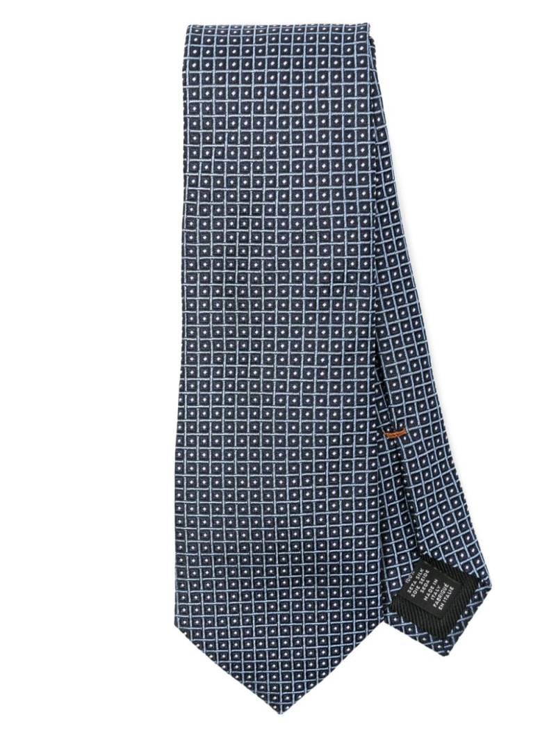 Zegna check-pattern silk tie - Blue von Zegna