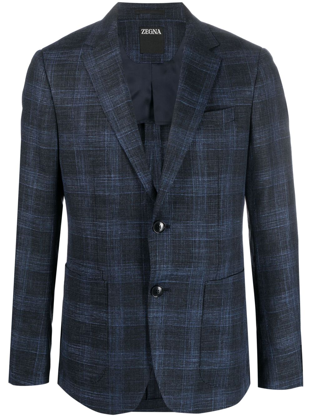 Zegna check single-breasted blazer - Blue von Zegna