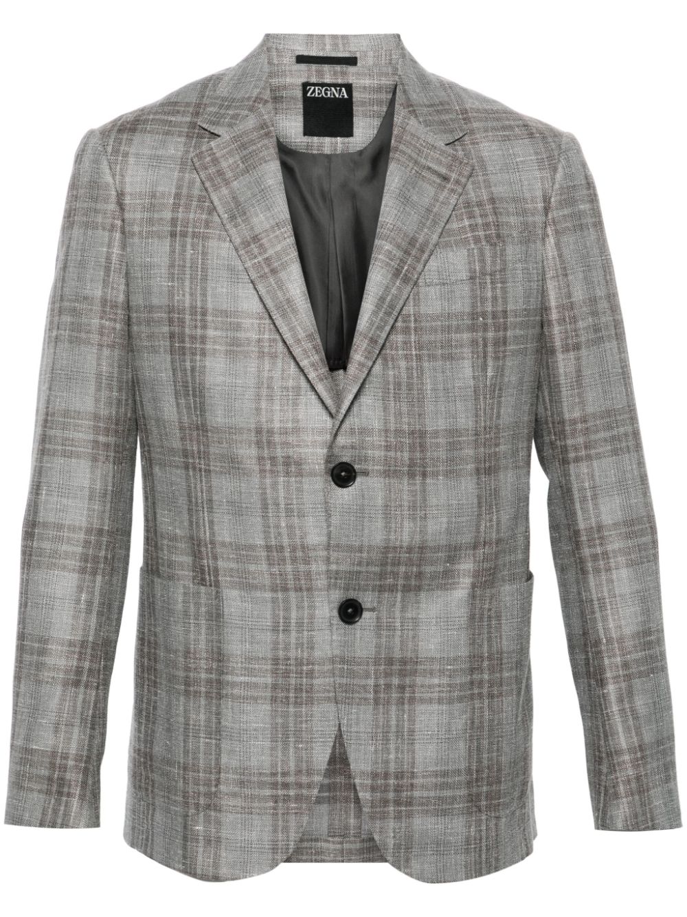 Zegna checked single-breasted blazer - Grey von Zegna