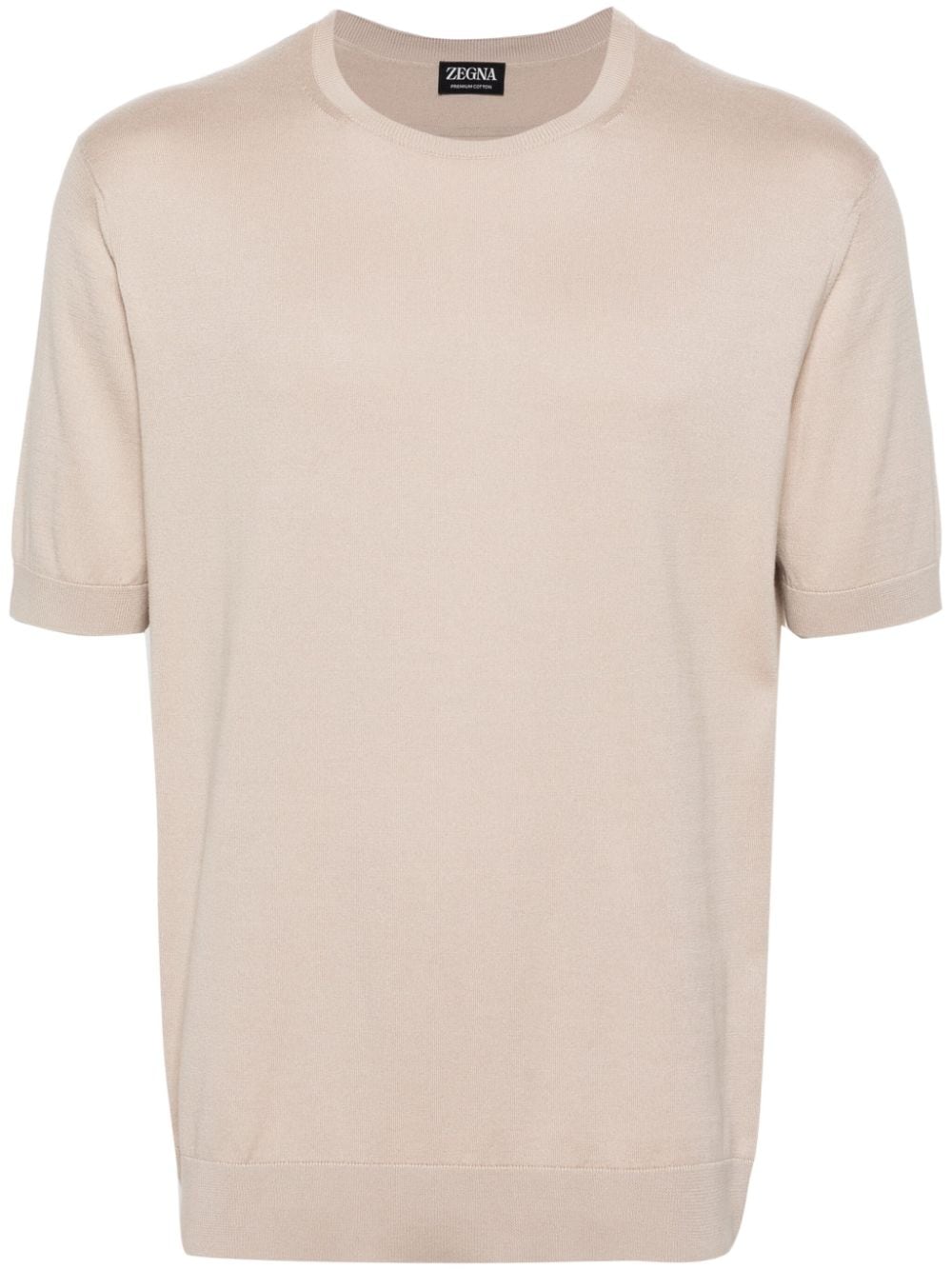 Zegna crew-neck knitted cotton T-shirt - Neutrals von Zegna