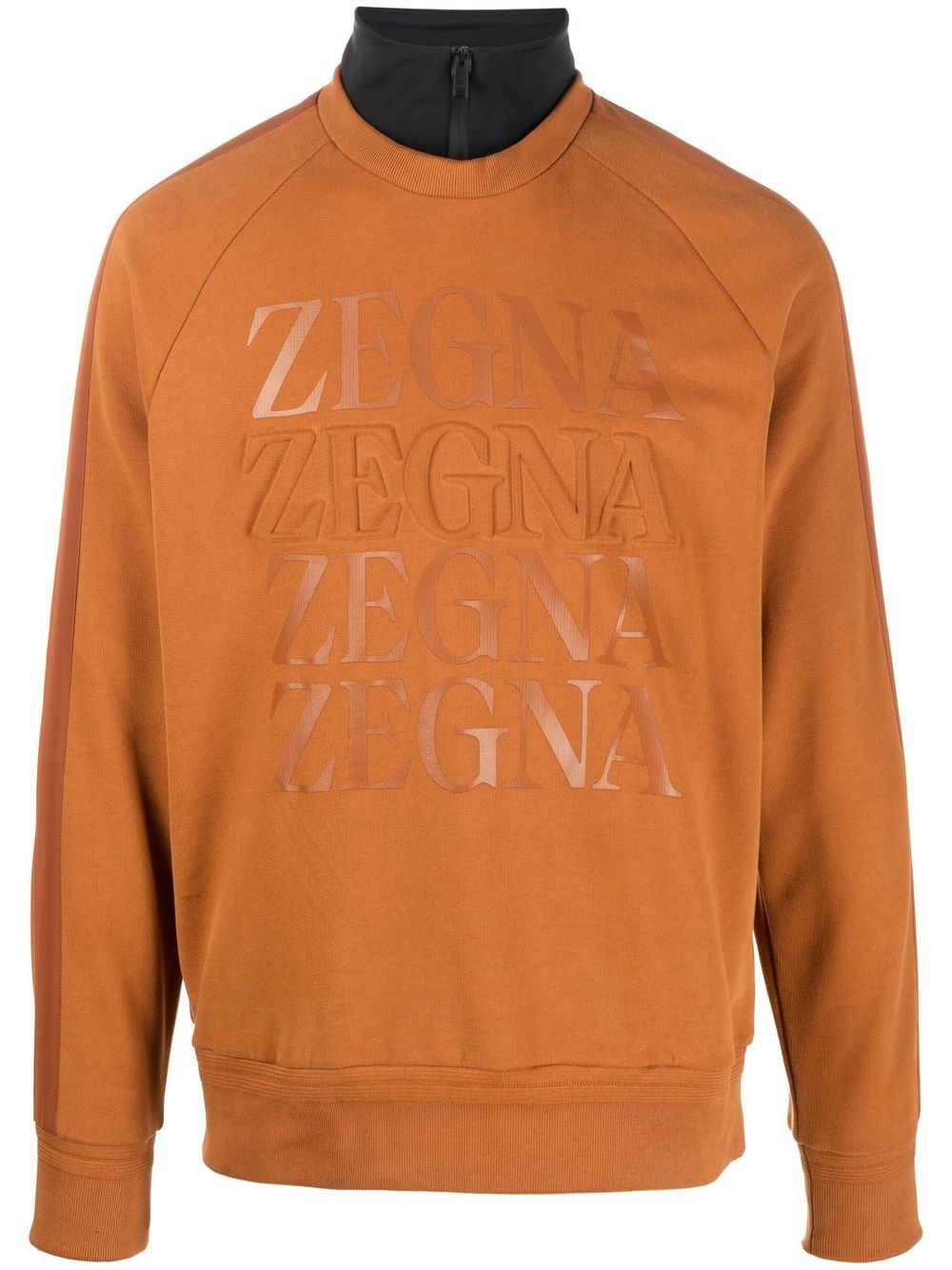 Zegna embossed-logo cotton sweatshirt - Orange von Zegna