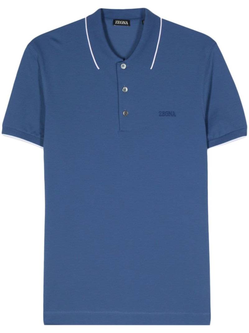 Zegna embroidered logo polo shirt - Blue von Zegna