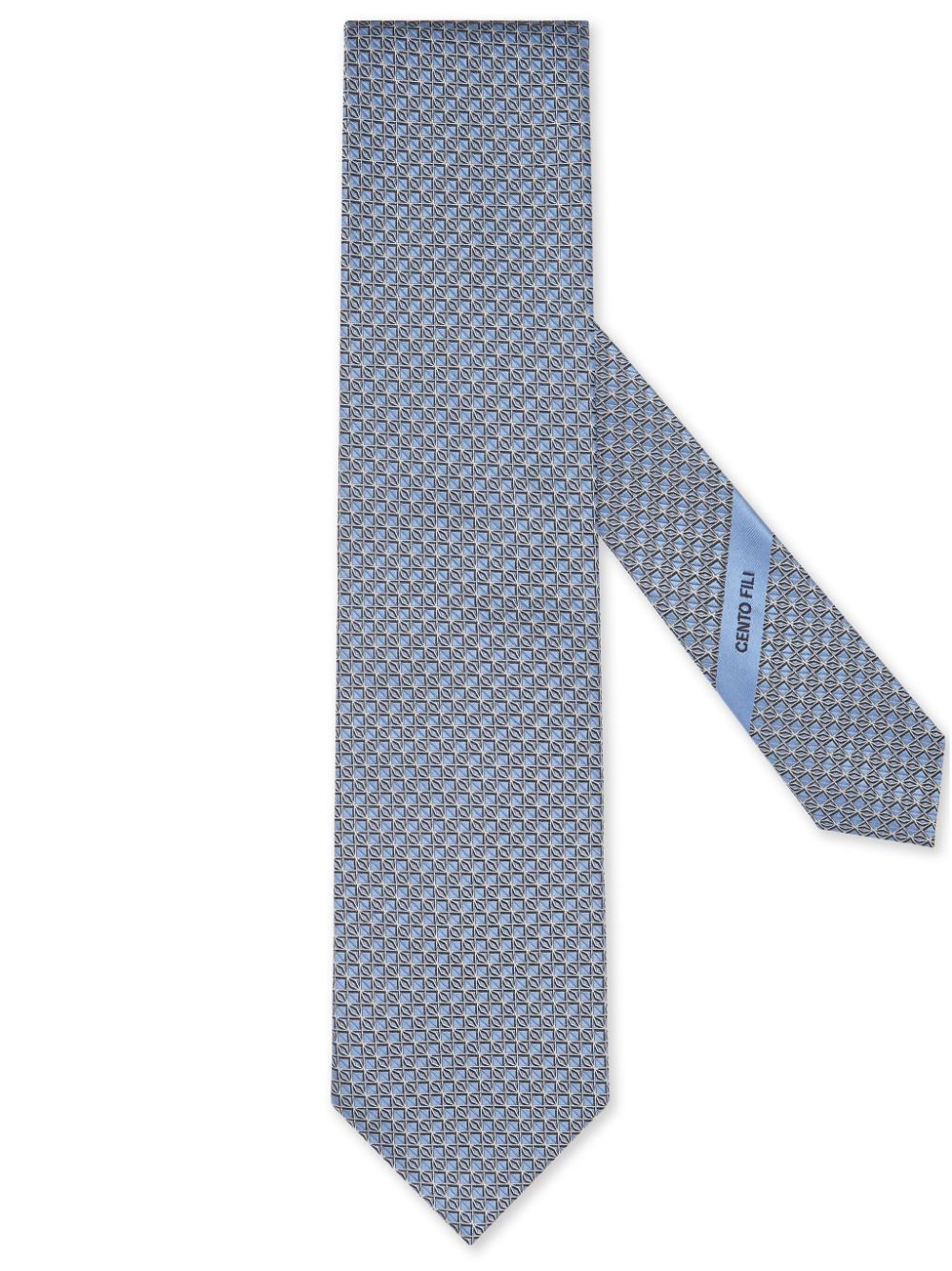 Zegna geometric-pattern silk tie - Blue von Zegna