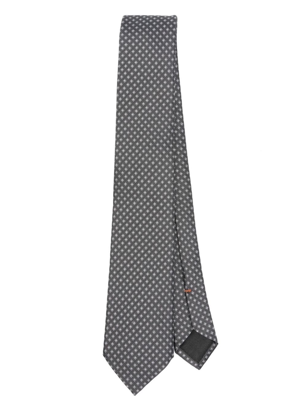 Zegna geometric-pattern silk tie - Grey von Zegna