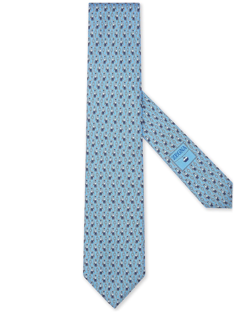 Zegna graphic-print silk tie - Blue von Zegna