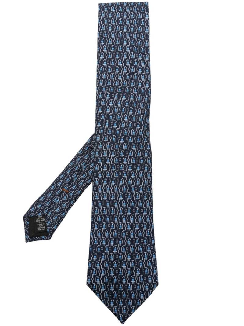 Zegna graphic-print mulberry-silk tie - Blue von Zegna